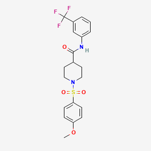 molecular formula C20H21F3N2O4S B3444394 1-[(4-methoxyphenyl)sulfonyl]-N-[3-(trifluoromethyl)phenyl]-4-piperidinecarboxamide 
