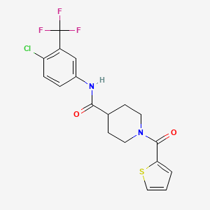 molecular formula C18H16ClF3N2O2S B3444396 N-[4-chloro-3-(trifluoromethyl)phenyl]-1-(2-thienylcarbonyl)-4-piperidinecarboxamide 
