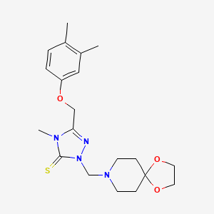 molecular formula C20H28N4O3S B3444417 5-[(3,4-dimethylphenoxy)methyl]-2-(1,4-dioxa-8-azaspiro[4.5]dec-8-ylmethyl)-4-methyl-2,4-dihydro-3H-1,2,4-triazole-3-thione 