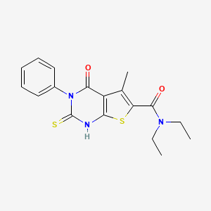 molecular formula C18H19N3O2S2 B3444425 N,N-diethyl-2-mercapto-5-methyl-4-oxo-3-phenyl-3,4-dihydrothieno[2,3-d]pyrimidine-6-carboxamide 