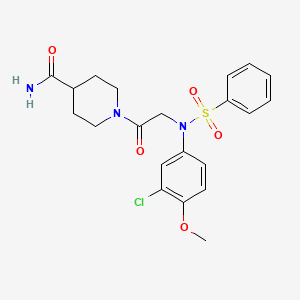 molecular formula C21H24ClN3O5S B3444488 1-[N-(3-chloro-4-methoxyphenyl)-N-(phenylsulfonyl)glycyl]-4-piperidinecarboxamide 