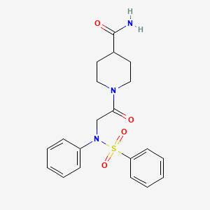 molecular formula C20H23N3O4S B3444492 1-[N-phenyl-N-(phenylsulfonyl)glycyl]-4-piperidinecarboxamide 