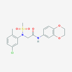 molecular formula C18H19ClN2O5S B3444498 N~2~-(5-chloro-2-methylphenyl)-N~1~-(2,3-dihydro-1,4-benzodioxin-6-yl)-N~2~-(methylsulfonyl)glycinamide 
