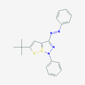 molecular formula C20H20N4S2 B344453 5-tert-butyl-1-phenyl-3-(phenyldiazenyl)-1H-7lambda~4~-[1,2]dithiolo[5,1-e][1,2,3]thiadiazole 