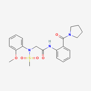 molecular formula C21H25N3O5S B3444530 N~2~-(2-methoxyphenyl)-N~2~-(methylsulfonyl)-N~1~-[2-(1-pyrrolidinylcarbonyl)phenyl]glycinamide 