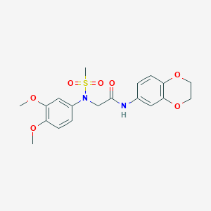 molecular formula C19H22N2O7S B3444540 N~1~-(2,3-dihydro-1,4-benzodioxin-6-yl)-N~2~-(3,4-dimethoxyphenyl)-N~2~-(methylsulfonyl)glycinamide 