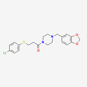 molecular formula C21H23ClN2O3S B3444546 1-(1,3-benzodioxol-5-ylmethyl)-4-{3-[(4-chlorophenyl)thio]propanoyl}piperazine 
