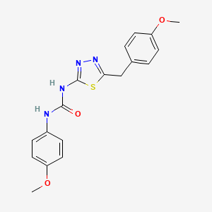 molecular formula C18H18N4O3S B3444606 N-[5-(4-methoxybenzyl)-1,3,4-thiadiazol-2-yl]-N'-(4-methoxyphenyl)urea 