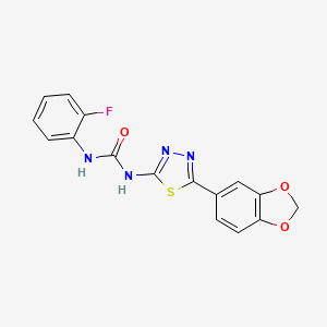 molecular formula C16H11FN4O3S B3444645 N-[5-(1,3-benzodioxol-5-yl)-1,3,4-thiadiazol-2-yl]-N'-(2-fluorophenyl)urea 