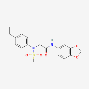 molecular formula C18H20N2O5S B3444657 N~1~-1,3-benzodioxol-5-yl-N~2~-(4-ethylphenyl)-N~2~-(methylsulfonyl)glycinamide 