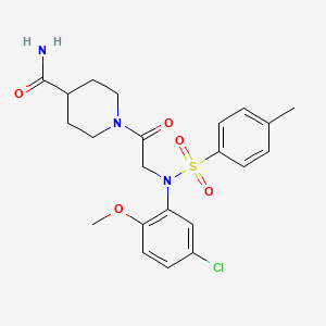 molecular formula C22H26ClN3O5S B3444671 1-{N-(5-chloro-2-methoxyphenyl)-N-[(4-methylphenyl)sulfonyl]glycyl}-4-piperidinecarboxamide 