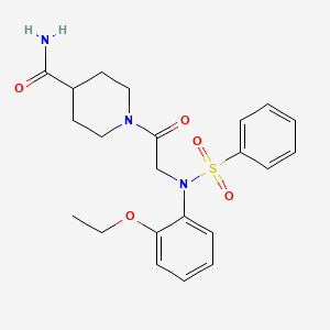 molecular formula C22H27N3O5S B3444698 1-[N-(2-ethoxyphenyl)-N-(phenylsulfonyl)glycyl]-4-piperidinecarboxamide 