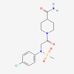 molecular formula C15H20ClN3O4S B3444715 1-[N-(4-chlorophenyl)-N-(methylsulfonyl)glycyl]-4-piperidinecarboxamide 