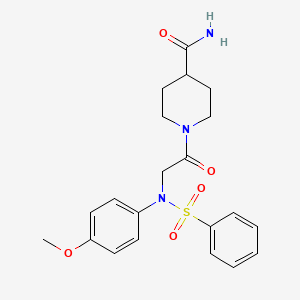 molecular formula C21H25N3O5S B3444722 1-[N-(4-methoxyphenyl)-N-(phenylsulfonyl)glycyl]-4-piperidinecarboxamide 