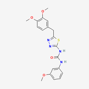 molecular formula C19H20N4O4S B3444730 N-[5-(3,4-dimethoxybenzyl)-1,3,4-thiadiazol-2-yl]-N'-(3-methoxyphenyl)urea 