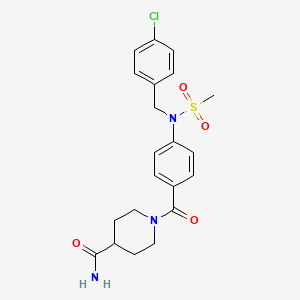 molecular formula C21H24ClN3O4S B3444738 1-{4-[(4-chlorobenzyl)(methylsulfonyl)amino]benzoyl}-4-piperidinecarboxamide 