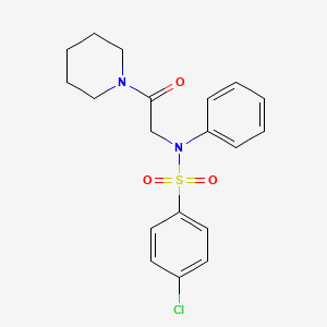molecular formula C19H21ClN2O3S B3444768 4-chloro-N-[2-oxo-2-(1-piperidinyl)ethyl]-N-phenylbenzenesulfonamide 