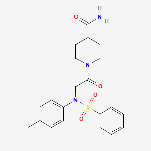 molecular formula C21H25N3O4S B3444775 1-[N-(4-methylphenyl)-N-(phenylsulfonyl)glycyl]-4-piperidinecarboxamide 