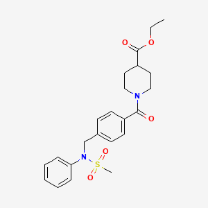 molecular formula C23H28N2O5S B3444812 ethyl 1-(4-{[(methylsulfonyl)(phenyl)amino]methyl}benzoyl)-4-piperidinecarboxylate 