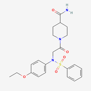 molecular formula C22H27N3O5S B3444814 1-[N-(4-ethoxyphenyl)-N-(phenylsulfonyl)glycyl]-4-piperidinecarboxamide 