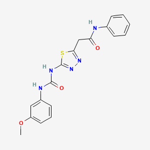 2-[5-({[(3-methoxyphenyl)amino]carbonyl}amino)-1,3,4-thiadiazol-2-yl]-N-phenylacetamide