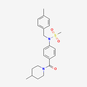 molecular formula C22H28N2O3S B3444858 N-(4-methylbenzyl)-N-{4-[(4-methyl-1-piperidinyl)carbonyl]phenyl}methanesulfonamide 