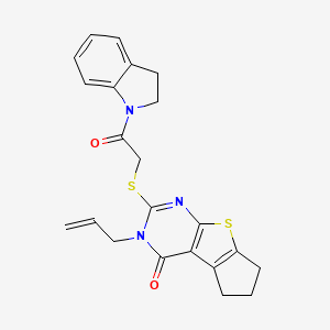 molecular formula C22H21N3O2S2 B3444985 3-allyl-2-{[2-(2,3-dihydro-1H-indol-1-yl)-2-oxoethyl]thio}-3,5,6,7-tetrahydro-4H-cyclopenta[4,5]thieno[2,3-d]pyrimidin-4-one 