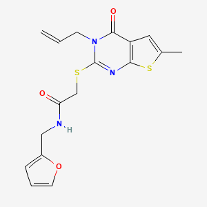 molecular formula C17H17N3O3S2 B3445009 2-[(3-allyl-6-methyl-4-oxo-3,4-dihydrothieno[2,3-d]pyrimidin-2-yl)thio]-N-(2-furylmethyl)acetamide 