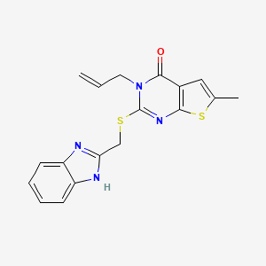 molecular formula C18H16N4OS2 B3445015 3-allyl-2-[(1H-benzimidazol-2-ylmethyl)thio]-6-methylthieno[2,3-d]pyrimidin-4(3H)-one 