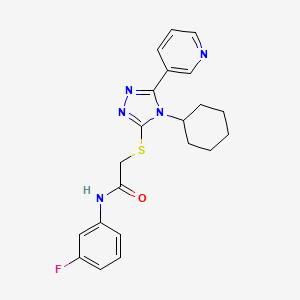 molecular formula C21H22FN5OS B3445056 2-{[4-cyclohexyl-5-(3-pyridinyl)-4H-1,2,4-triazol-3-yl]thio}-N-(3-fluorophenyl)acetamide 