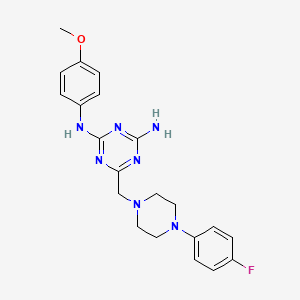 molecular formula C21H24FN7O B3445081 6-{[4-(4-fluorophenyl)-1-piperazinyl]methyl}-N-(4-methoxyphenyl)-1,3,5-triazine-2,4-diamine 