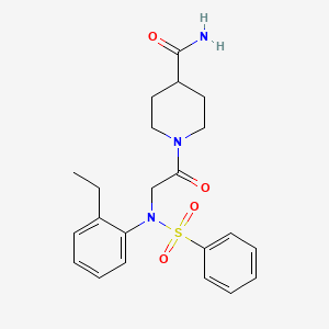 molecular formula C22H27N3O4S B3445110 1-[N-(2-ethylphenyl)-N-(phenylsulfonyl)glycyl]-4-piperidinecarboxamide 