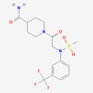 molecular formula C16H20F3N3O4S B3445113 1-{N-(methylsulfonyl)-N-[3-(trifluoromethyl)phenyl]glycyl}-4-piperidinecarboxamide 