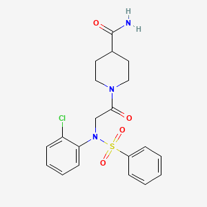 molecular formula C20H22ClN3O4S B3445121 1-[N-(2-chlorophenyl)-N-(phenylsulfonyl)glycyl]-4-piperidinecarboxamide 