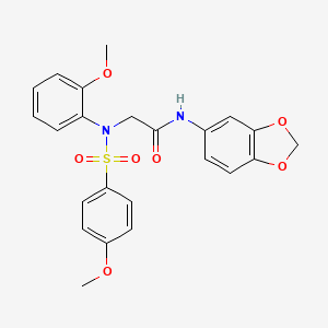 molecular formula C23H22N2O7S B3445130 N~1~-1,3-benzodioxol-5-yl-N~2~-(2-methoxyphenyl)-N~2~-[(4-methoxyphenyl)sulfonyl]glycinamide 