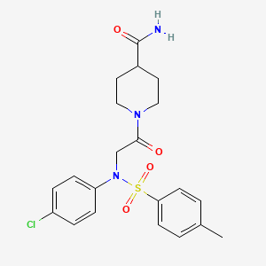 molecular formula C21H24ClN3O4S B3445137 1-{N-(4-chlorophenyl)-N-[(4-methylphenyl)sulfonyl]glycyl}-4-piperidinecarboxamide 