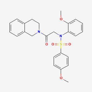 molecular formula C25H26N2O5S B3445145 N-[2-(3,4-dihydro-2(1H)-isoquinolinyl)-2-oxoethyl]-4-methoxy-N-(2-methoxyphenyl)benzenesulfonamide 