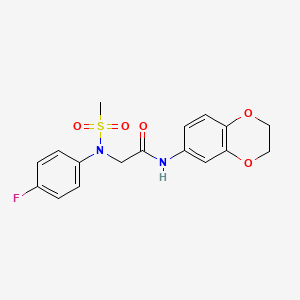 molecular formula C17H17FN2O5S B3445218 N~1~-(2,3-dihydro-1,4-benzodioxin-6-yl)-N~2~-(4-fluorophenyl)-N~2~-(methylsulfonyl)glycinamide 