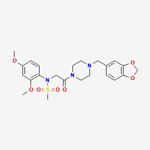 molecular formula C23H29N3O7S B3445220 N-{2-[4-(1,3-benzodioxol-5-ylmethyl)-1-piperazinyl]-2-oxoethyl}-N-(2,4-dimethoxyphenyl)methanesulfonamide 