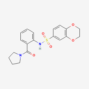 molecular formula C19H20N2O5S B3445226 N-[2-(1-pyrrolidinylcarbonyl)phenyl]-2,3-dihydro-1,4-benzodioxine-6-sulfonamide 