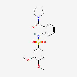 molecular formula C19H22N2O5S B3445250 3,4-dimethoxy-N-[2-(1-pyrrolidinylcarbonyl)phenyl]benzenesulfonamide 