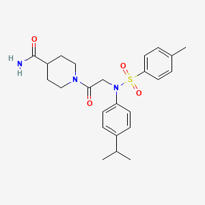 molecular formula C24H31N3O4S B3445257 1-{N-(4-isopropylphenyl)-N-[(4-methylphenyl)sulfonyl]glycyl}-4-piperidinecarboxamide 