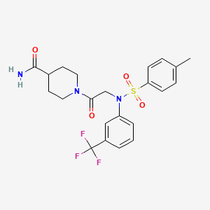 molecular formula C22H24F3N3O4S B3445265 1-{N-[(4-methylphenyl)sulfonyl]-N-[3-(trifluoromethyl)phenyl]glycyl}-4-piperidinecarboxamide 