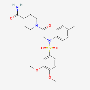 molecular formula C23H29N3O6S B3445269 1-[N-[(3,4-dimethoxyphenyl)sulfonyl]-N-(4-methylphenyl)glycyl]-4-piperidinecarboxamide 