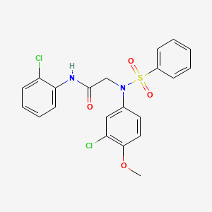 molecular formula C21H18Cl2N2O4S B3445467 N~2~-(3-chloro-4-methoxyphenyl)-N~1~-(2-chlorophenyl)-N~2~-(phenylsulfonyl)glycinamide 