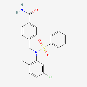 molecular formula C21H19ClN2O3S B3445502 4-{[(5-chloro-2-methylphenyl)(phenylsulfonyl)amino]methyl}benzamide CAS No. 6167-34-6