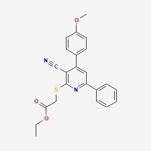 molecular formula C23H20N2O3S B3445549 ethyl {[3-cyano-4-(4-methoxyphenyl)-6-phenyl-2-pyridinyl]thio}acetate 