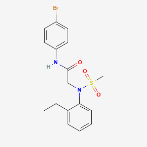 molecular formula C17H19BrN2O3S B3445578 N~1~-(4-bromophenyl)-N~2~-(2-ethylphenyl)-N~2~-(methylsulfonyl)glycinamide 
