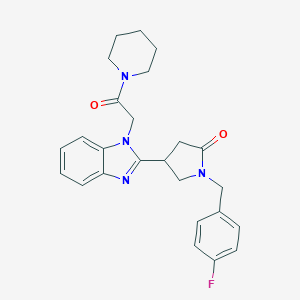 molecular formula C25H27FN4O2 B344558 1-(4-fluorobenzyl)-4-(1-(2-oxo-2-(piperidin-1-yl)ethyl)-1H-benzo[d]imidazol-2-yl)pyrrolidin-2-one CAS No. 943100-96-7