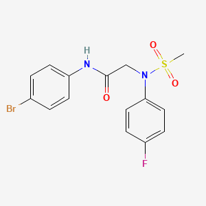 molecular formula C15H14BrFN2O3S B3445582 N~1~-(4-bromophenyl)-N~2~-(4-fluorophenyl)-N~2~-(methylsulfonyl)glycinamide 